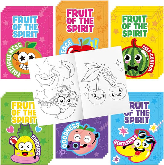 Dvbonike 24Pcs Fruit of the Spirit Coloring Books Religious Color-in Pages | DIY Bible Drawing Booklet Bulk, Holiday Christian Activity Artwork, Sunday School Supplies, Classroom Reward, Gift, for Kids