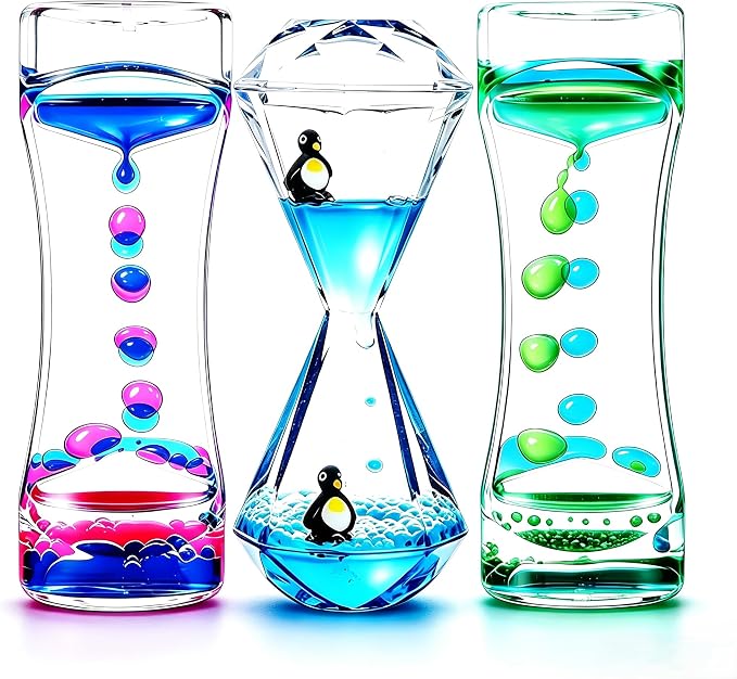 Calming Sensory Toys for Kids with Autism ADHD Anxiety or Special Needs-3 Pack Liquid Motion Bubbler Timers (Style #3)