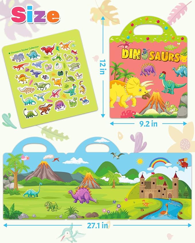 Benresive Reusable Sticker Book for Toddlers, Travel Stickers for Kids | Toddler Travel Activities Toys, Birthday Gifts for Boys & Girls, Airplane Travel & Road Trip Essentials Kids