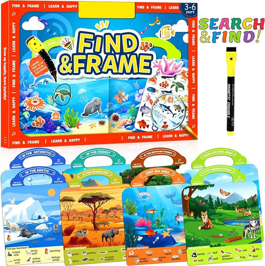 Search and Find Activity Books for Kids Ages 3-5, Toddler Toys Travel Game | Busy Book for Car Airplane Road Trip, Preschool Learning Activities, Educational Seek Activity Christmas Birthday Gifts