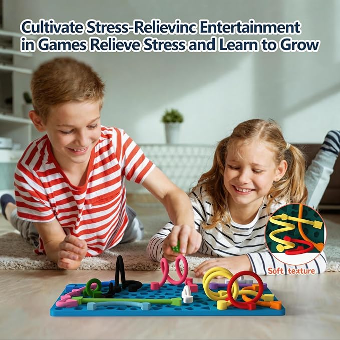 Sensory Activity Board for Kids, Silicone Fidget Toy for Autistic ADHD | 12 Strings, Anxiety Relief, Calm Down, Travel Toy, CPC Certified, Non-Toxic Silicone, for Kids 3+ & Adults