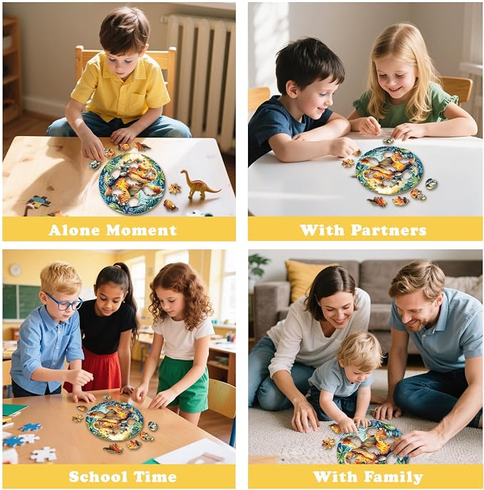 Dinosaur Wooden Puzzles for Kids - Ankylosaurus | 50 Piece Puzzles for Kids Ages 6-8, Kids Puzzles with Unique Animal Shapes, Round Gift for Girls and Boys (11.4 * 11.4 in)