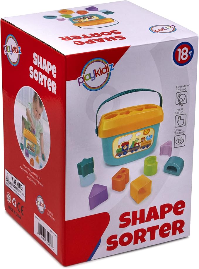 Playkidz Shape Sorter Baby and Toddler Toy, ABC and Shape Pieces, Sorting Shape Game, Developmental Toy for Children 18 Months+