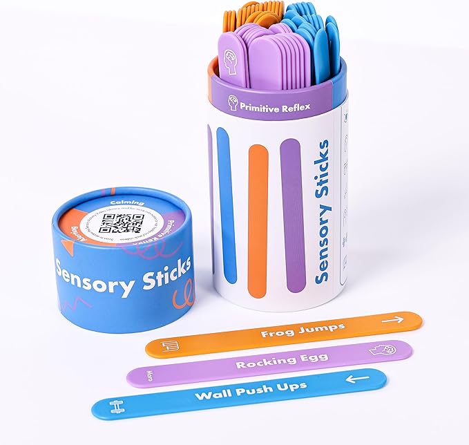 Sensory Sticks – 60 Sensory Activities, Brain Break Kit | Help Kids Relax and Refocus, Easy-to-Use, Science Backed, Occupational Therapist Approved