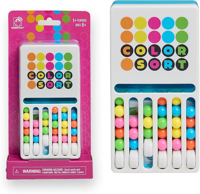 Brainwright Color Sort Game - Travel Brainteaser & Fidget Toy for Kids 8+, Fast Color Sorting Puzzle, Screen-Free Family Board Game