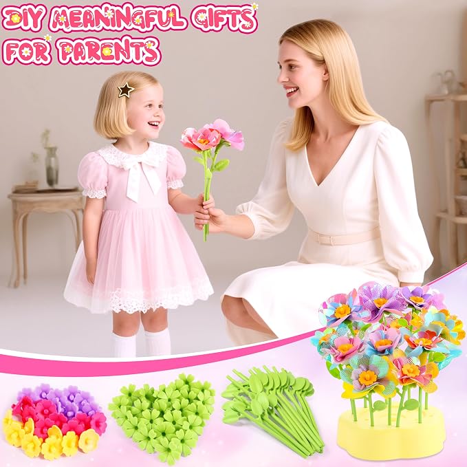 Kids Crafts, Arts and Crafts for Kids 4-6, Craft Kits, Frozen Toys, Fabric Flower Bouquets Toys, 6 Year Old Girl Birthday Gift, 8 Year Old Girl Birthday Gift, Christmas Gifts Halloween Crafts