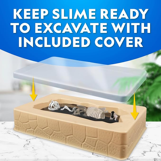 National Geographic Slime Kit for Kids Ages 6-12, Glow in the Dark Dig Kit | Mammoth and Saber-Tooth Tiger Skeletons, Black Slime, Reusable Prehistoric Science Toy, Paleontology Activity