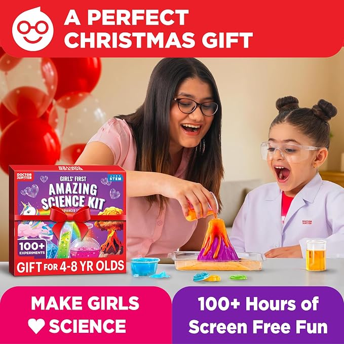 Doctor Jupiter Girls' First Amazing Science Experiments Kit for Ages 4+ | Birthday Gift Ideas for Girls 4, 5, 6, 7, 8 Year Olds, Science Kits for Kids Ages 5-7, STEM Educational Toys