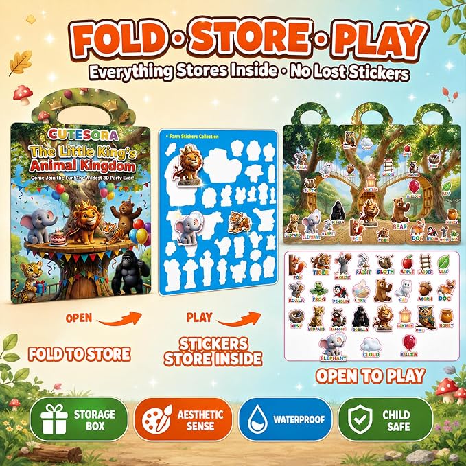 Reusable Jelly Sticker Books for Toddlers 2-4, Kids 3-6, 6 Sets | Sticker Activity Toys | Quiet Travel Toys | Washable 3D Puffy Stickers | Screen-Free Play | Gift Ages 1-6
