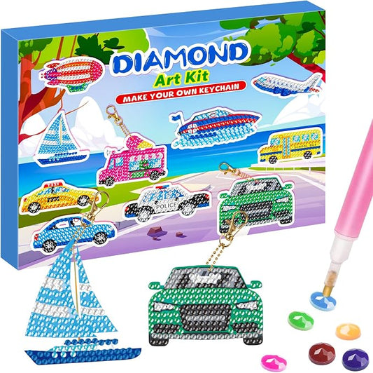 Labeol Arts and Crafts for Kids - Creat Your Own GEM Keychains-5D Diamond Painting by Numbers GEM Kits for Kids Girls Toddler Age 6-7 6-8 10-12