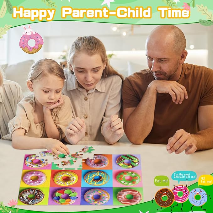4 Packs 100 Piece Puzzles for Kids Ages 4-6 6-8 8-10, Dogs Cats Cupcakes Donuts Educational Jigsaw Puzzles, Kids Puzzles 4-6 Gifts for Girls Boys