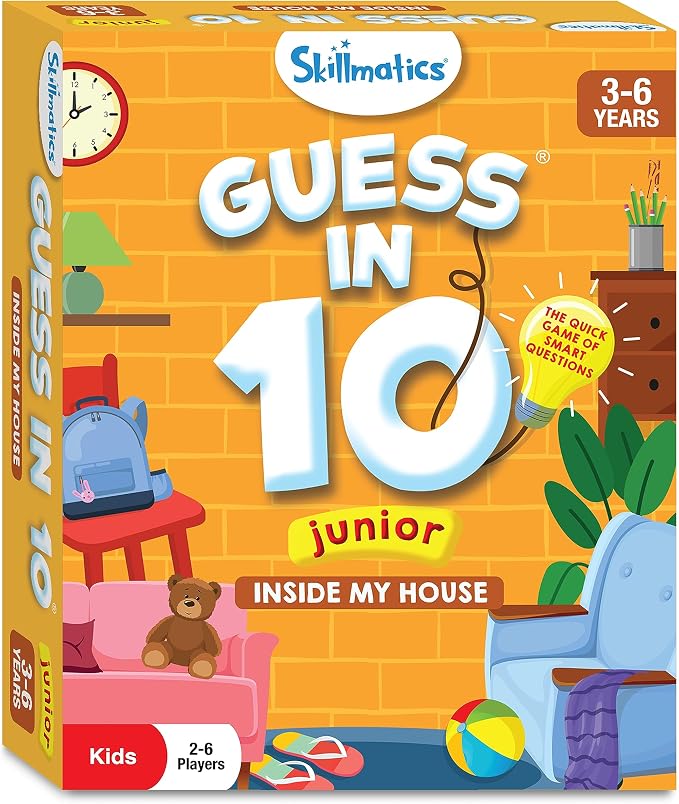 Skillmatics Guess in 10 Junior – Inside My House, Card Game, Gift for Kids | Educational Trivia Game for Preschoolers, Travel Toy & Guessing Board Game, Screen-Free, Boys & Girls Ages 3, 4, 5 & 6