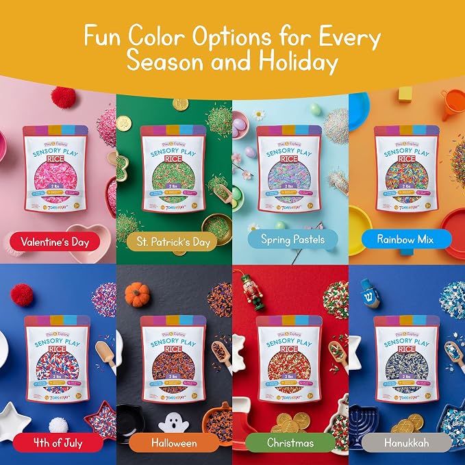 Red White and Blue Sensory Play Rice for Kids, 2 lbs – Patriotic Sensory Bin Filler for Scooping, Pouring, Sorting & Creative Play – Perfect for Sensory Tables and Fine Motor Play – Ages 3+