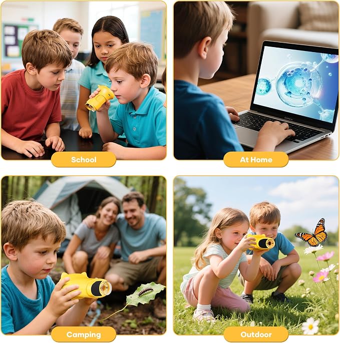 Handheld Digital Microscope for Kids,1000X Pocket Wonderquest Microscope | 2.4" IPS Screen,1000X Real Magnification,STEM Toys, Portable Edu Science Kits Birthday Gifts for Age 3-6 6-12 Girls Boys
