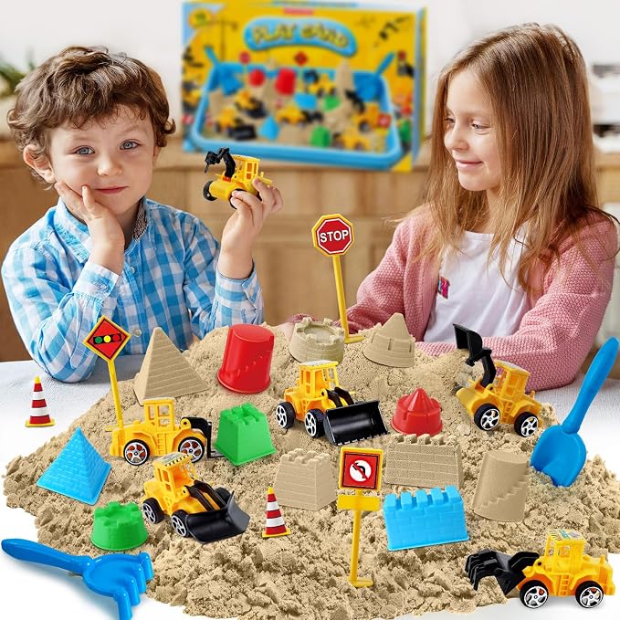 Sensory Bin Construction Kit with Sensory Sand | Play Sand, Pretend Play Beach Toy, Sandbox for Girls and Boys