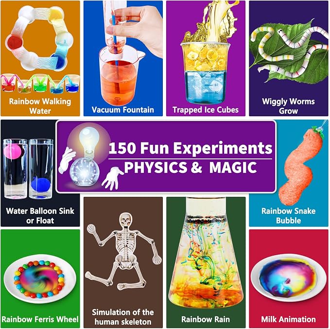 UNGLINGA 150 Experiments Science Kits for Kids Boys Girls, S.T.E.M Kit Toys | Gifts Ideas Birthday Christmas, Chemistry Break Geodes, Volcano, Physics Educational Activities Project