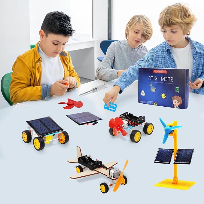 STEM Building Toys for Kids Ages 8-12, Science Experiments & Solar Car Projects (Pack of 2)