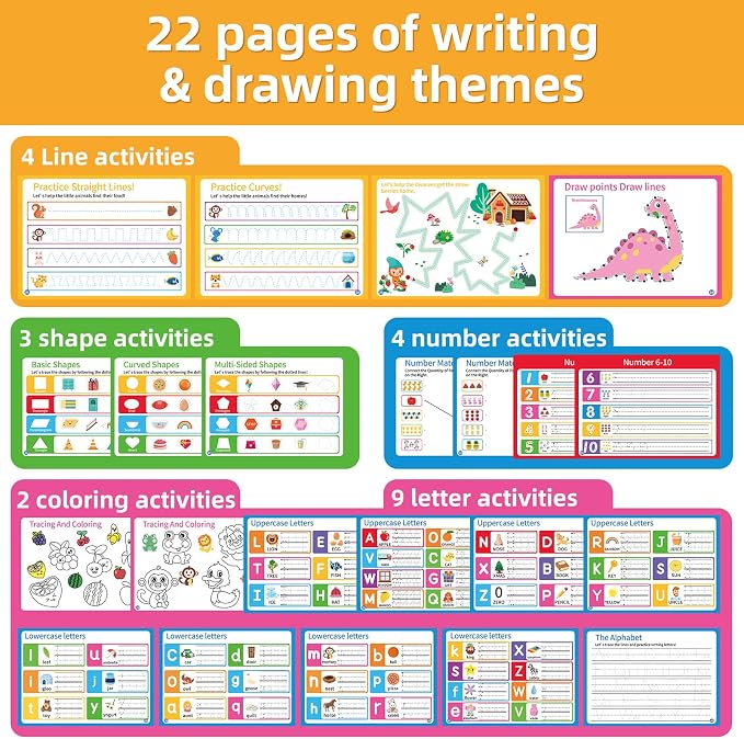 Busy Book for Toddlers 3-5, Montessori Preschool Learning Activities | Toddler Quiet Reusable Sticker Activity Book, Autism Sensory Travel Toys , Educational Gift for Boys Girls Kids (42 Pages)