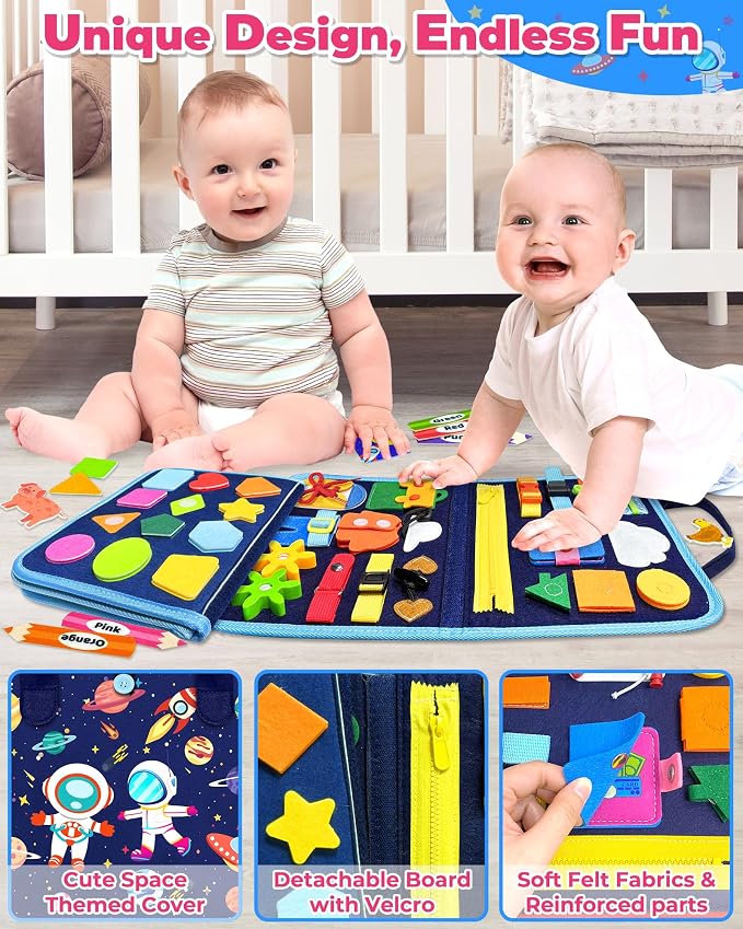 Busy Board Montessori Toys for Toddler Boy Girl Gifts Busy Book | Sensory Toys, Airplane Car Travel Toy, Learning Educational Toys, Activity Book, Toddler Activities, Fine Motor Skills
