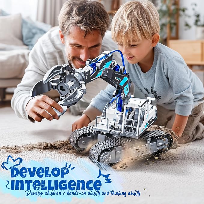 Hydraulic Grab STEM Building Toy, 130 Pcs Engineering Kit for Kids 8+ | DIY Construction Kit, Hydraulic Robot Arm, No Battery Required, Mechanical Learning, Assembly Toy, STEM Engineering Activity