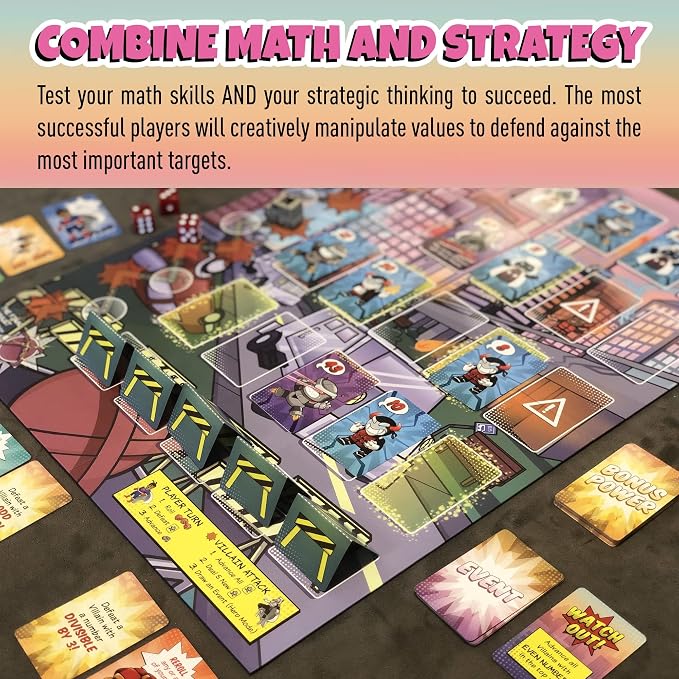 Outnumbered: Improbable Heroes Board Game - A Mensa Award Winning Superhero Math Game | Fun & Educational Game for Kids, Adults, and Families | STEM Toy to Learn Multiplication & Division