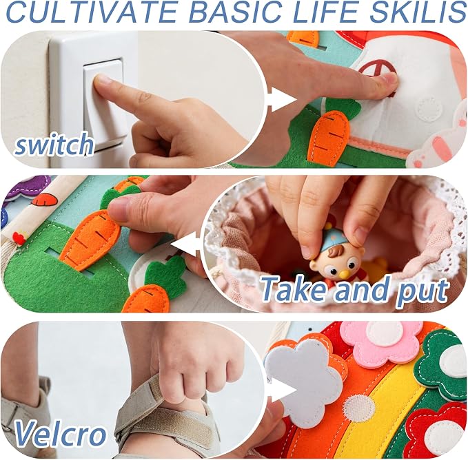 Montessori Busy Book for Toddlers 1-3 – Soft Felt Quiet Book for Sensory & Fine Motor Skills