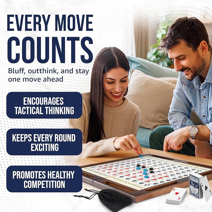 Two Lines Anyway Board Game – Strategy Game for Kids, Adults & Family, Ages 7+, 2-12 Player – Walnut Wooden Game, Handcrafted Heirloom