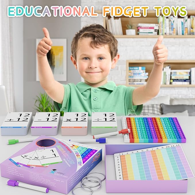 Math Games for Kids - Math Flash Cards - Interactive Practice Kit Pop It Practice with Addition, Subtraction, Multiplication & Division - Ideal for Learning and Skill Building - Ages 4-8