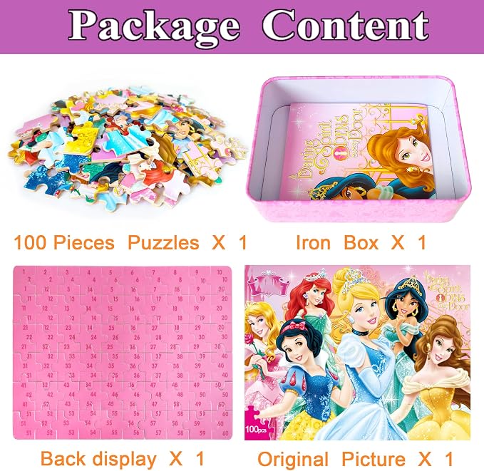 Puzzles for Kids Ages 4-6,100 Piece Puzzles for Kids Ages 6-8 in Metal Box | Educational Learning Jigsaw Puzzles Puzzle Games for Boys and Girls
