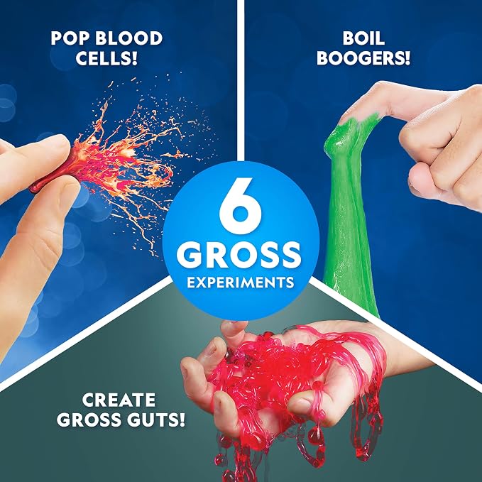 National Geographic Gross Science Kit Chemistry Toy for Ages 8-12 | Brain Dissection, Boiling Boogers, Gooey Guts and Slime, Gross Chemistry Experiments, STEM Projects, Birthday Gift