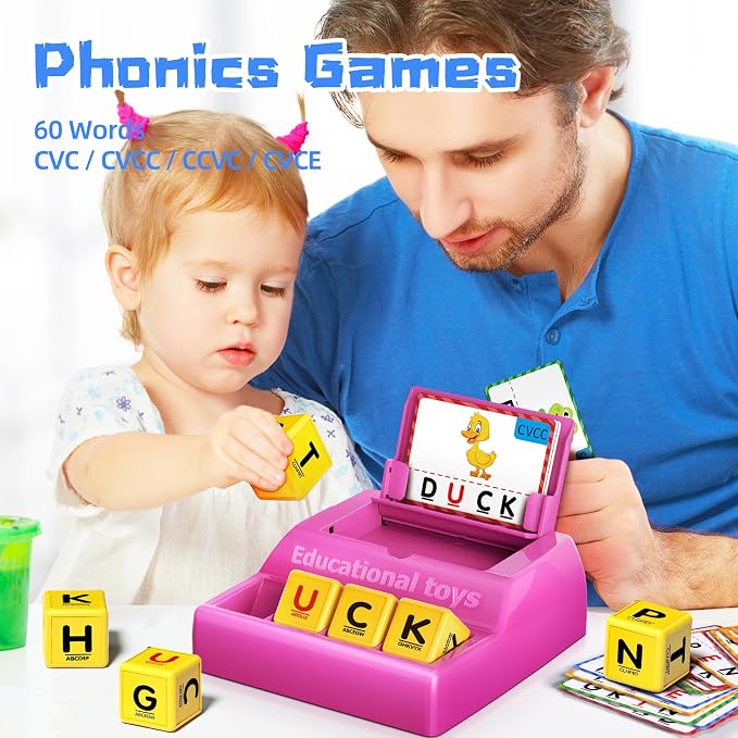 Montessori Matching Letter Game Toys for 3 4 5 Year Old Boy Girl Gifts Kids | Early Educational Learning Spelling Toys for Toddler, Preschool, Bigger Size, Storage Function, Christmas Birthday Gifts