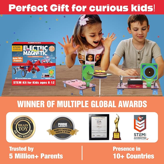 Butterfly EduFields 30in1 STEM Science Projects Kit for Kids Ages 8-10-12 | 30 STEM science projects with electricity and magnetism for kids ages 8-10 8-12, building engineering Kit For Boys and Girls