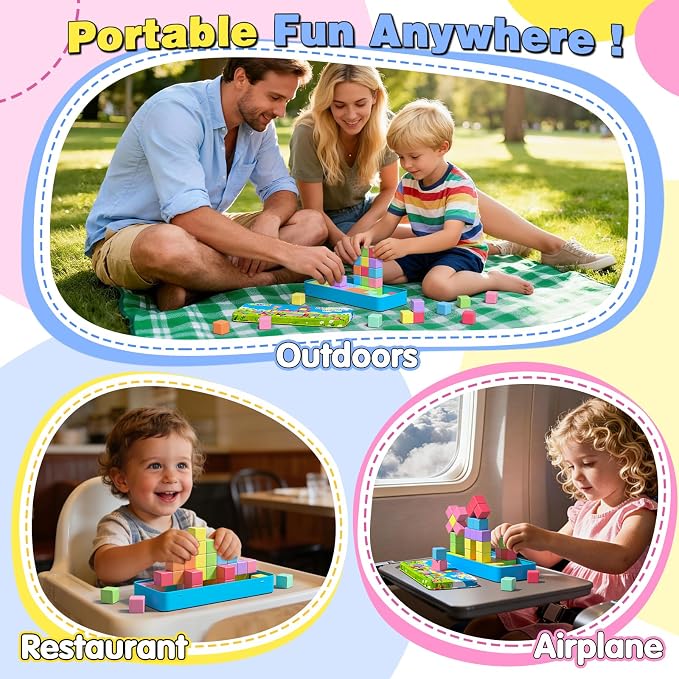 Goodtiles Mini Magnetic Blocks, Travel Outdoor Toys with Box | Candy colors, PP plastic, for Kids Ages 3-8, 0.8 inch