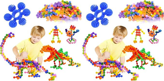 Kids Building Blocks STEM Toys, 120 PCS Plastic Gear Interlocking Sets That Bends - Safe Material - Toddler Educational Toy for Girls and Boys Aged 3+ (Pack of 2)