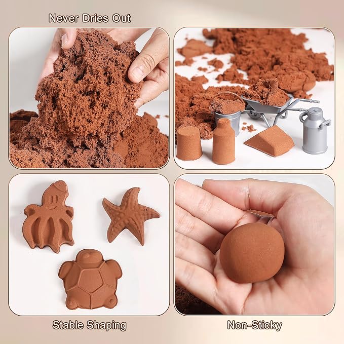 Farm Sensory Bin, 3.3lbs Magic Sand, Farm Play Sand Kit Toy for Kids | Farm Sensory Sand Kit with 8 Farm Animals, 4 Farmers, Fence, Toy Truck, Tools, Birthday Gift for Boys Girls Ages 3+