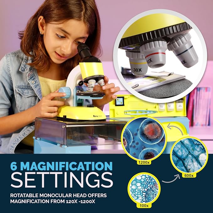 AmScope M44-KT-WM 200X Compound Starter Microscope Kit w/Dual | 100X-1200X Magnification Range Compound Biological Microscope Built-In LED Illumination Built-In Condenser