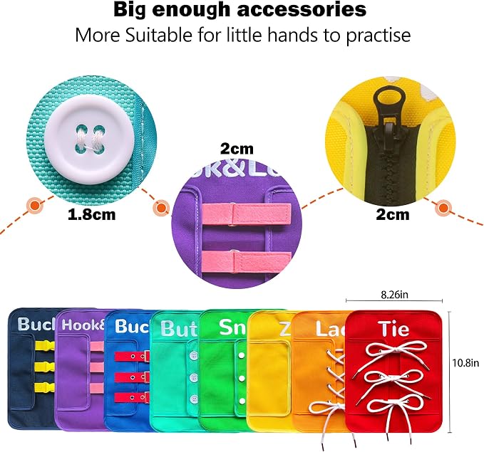 Montessori Fine Motor Toys for Toddlers, Basic Life Skills Early Learning Sensory Toys for 3 4 5 Year Old Xmas Gifts, Learn to Dress Preschool Homeschool Kindergarten Must Haves