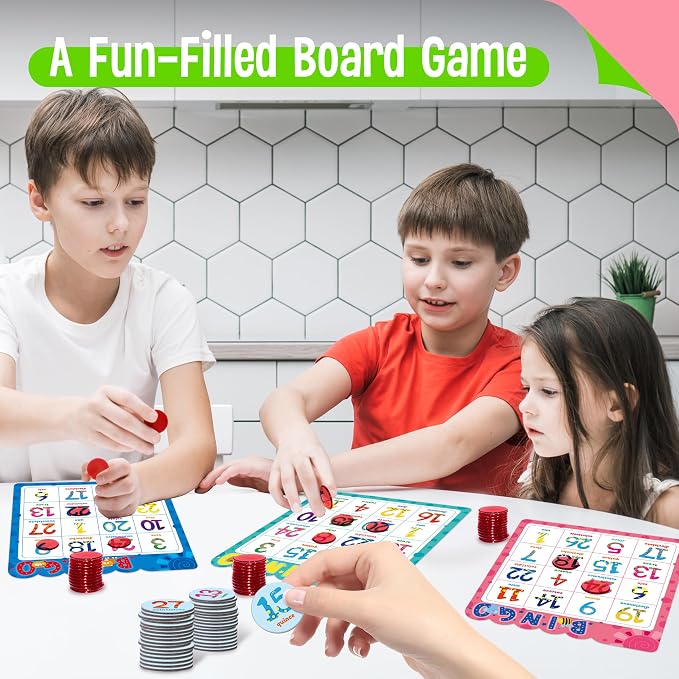 SpriteGru Spanish Bingo Game, 12 Bingo Board Spanish Letters, Numbers & Words Vocabulary Game, Early Educational Toys for Learning - Ages 4 and up, Perfect for Classroom & at Home (Up to 12 Players)