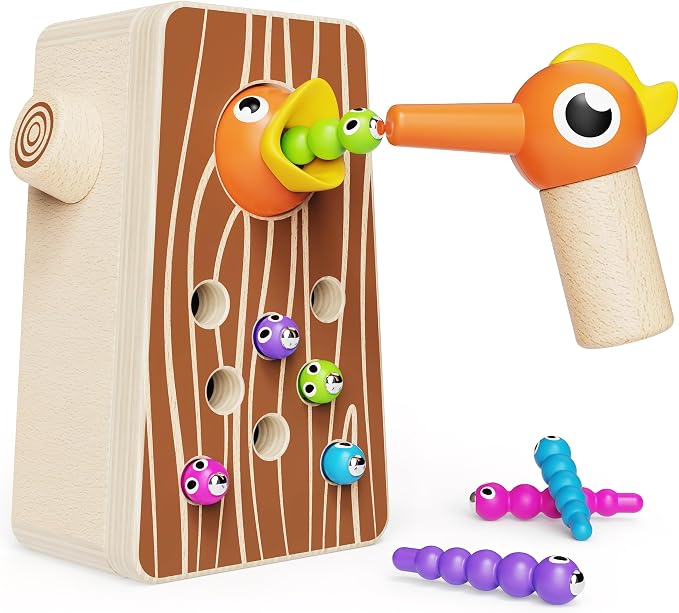 Montessori Wooden Bird Feeding Game for Boys and Girls Aged 2-4 | Toddler Fine Motor Skills Learning