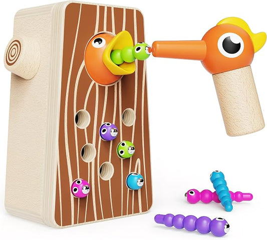 Montessori Wooden Bird Feeding Game for Boys and Girls Aged 2-4 | Toddler Fine Motor Skills Learning