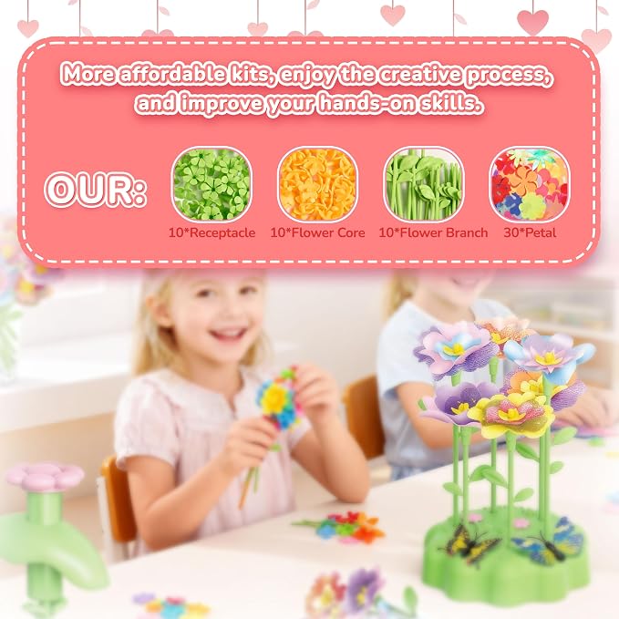 POP JOY DIY Flower Bouquet Kit for Kids, Creative Floral Toy | Colorful DIY flower bouquet craft kit. Fun educational toy for kids, perfect creative gift for girls and boys ages 3–12.
