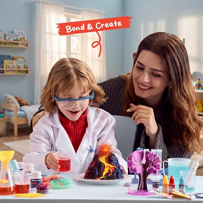 Klever Kits Amazing Science Kits- 85+ Experiments Educational Toys, STEM Activities with Erupting Volcano and Growing Crystal Tree for Kids Aged 6 7 8+