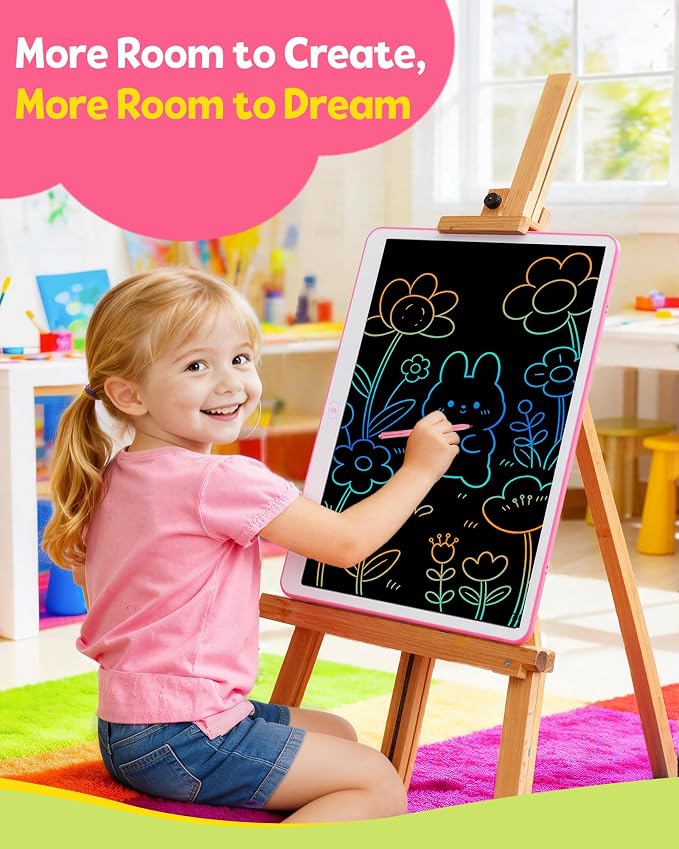 20inch LCD Writing Tablet with Stylus, Erasable Doodle Board Mess Free Drawing Pad for Kids, Car Trip Educational Toys Birthday Christmas Gift for 3 4 5 6 7 Girls Boy(Pink)