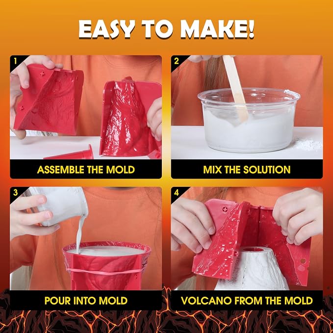 Volcano Science Kit, Kids Erupting STEM Experiment Set | Make a volcano erupt! Science experiment kit with non-toxic materials. Fun STEM project for kids, great educational gift.