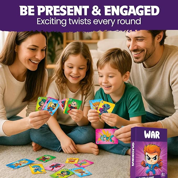 QUOKKA War Card Game for Kids Ages 4–8 – Fun Family Game with Cute Characters, Perfect for Travel, Playdates, Family Time – Educational & Engaging Playing Cards for Kids, Easy to Learn, Fast to Play