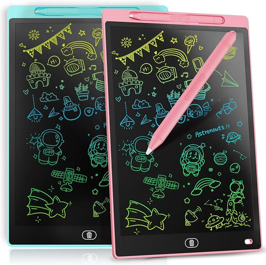 [2 Pack] Genialba LCD Writing Tablet 10-Inch Colorful Doodle Board, Toddler Learning Educational Toys Gifts for 3-8 Years Old Girls and Boys, Electronic Drawing Pad for Kids (Pink&Blue)