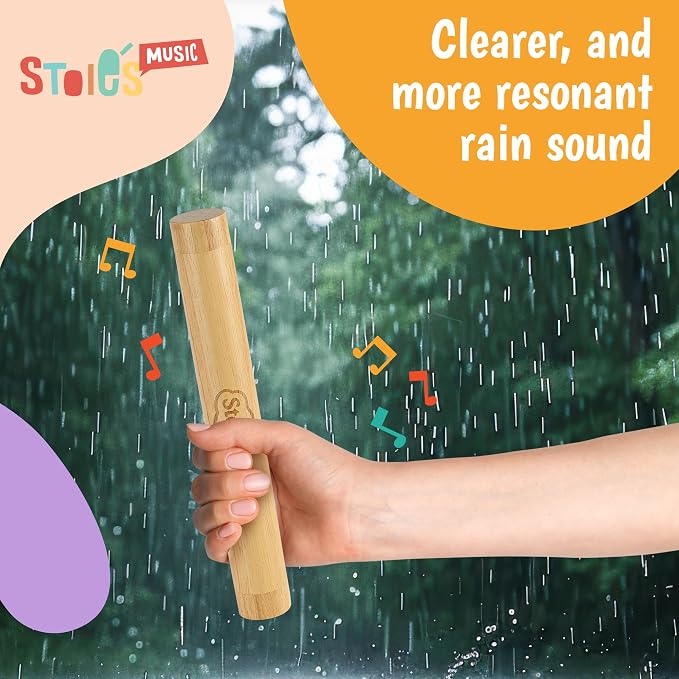 Stoie's 13.8" Wooden Rainstick - Support Auditory Memory, Coordination and Fine Motor Skills - Soft, Calming Sound for Relaxation - Lightweight and Portable - Durable, Kid-Safe Materials