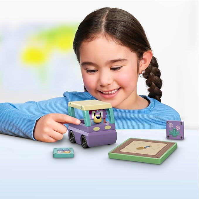 Tile Town Bluey Granny Janet 6-Piece Magnetic Tile Playset, Interactive STEM Magnetic Tiles Toys, Includes Bluey & Bingo Figures, Action Tiles