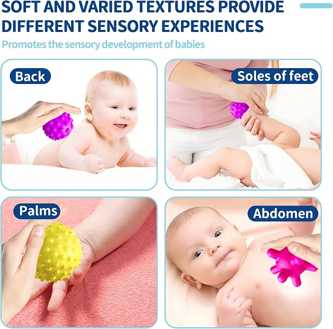 Baby Toys 6-12 Months, Sensory Textured Balls Rattle Set | 6 Pack Sensory Soft Ball, Baby Rattle, Easy Grasp, Bright Color, Teething Toys for Newborn Boys & Girls