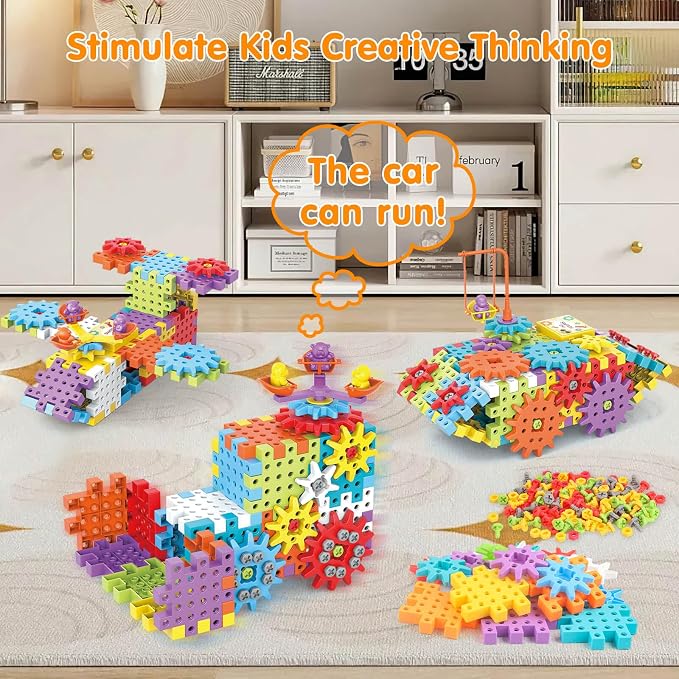 Building Toys, 234 Pieces Upgrade Gear Building Blocks Set | Kids Tool Set with Electric Drill, Kids STEM Kits Birthday Gifts for Boys Girls Age 3+